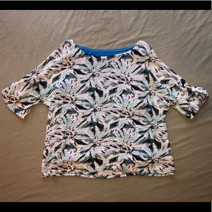 Knit Teal/Blue Layered Top, Button Detail Sleeves